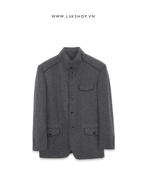 Áo Grey Mandarin Collar Wool Jacket cs9