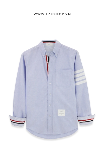 Th0m Br0wne Blue Oxford 4-Bar Straight with Stripe Blue Shirt