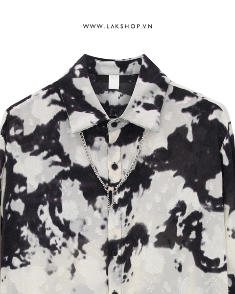 Oversized Black & White with Chain Necklace Shirt
