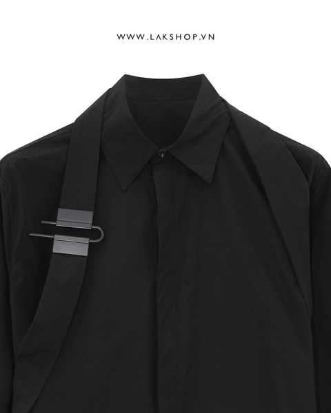 Black U-Lock Harness Cotton-Poplin Shirt