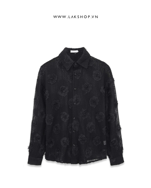 Áo Black Flower Mesh Shirt