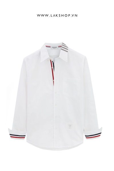 Th0m Br0wne 4-Bar Neck with Stripe Oxford Shirt