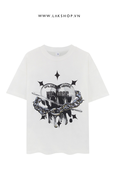 Áo Oversized UnLoose is Heart Print T-shirt in white  cx2