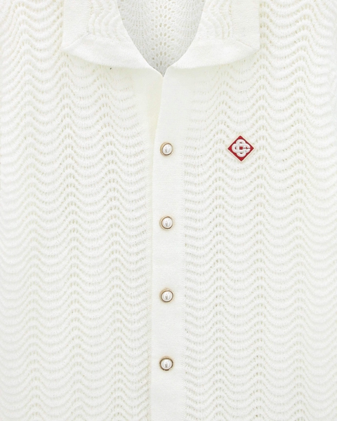 Casa White Gradient Wave Crochet Shirt