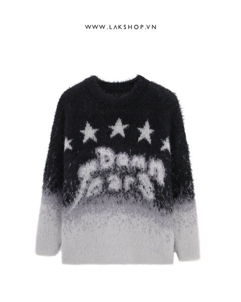 Oversized Black/ White Star Mohair Sweater cs2