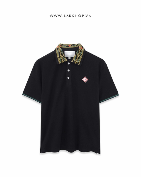 Casa Laurel Pique Polo In Black