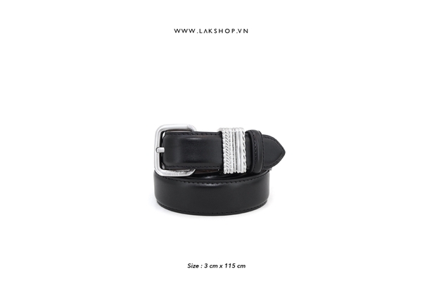 Sajnt Laurent Leather Belt With Buckle Silver