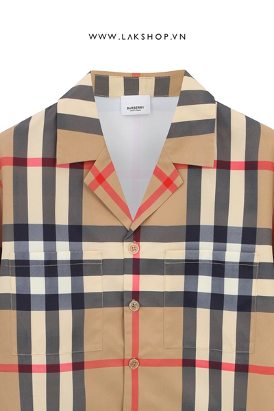 Burb3rry Camp-Collar Checked Silk-Twill Shirt