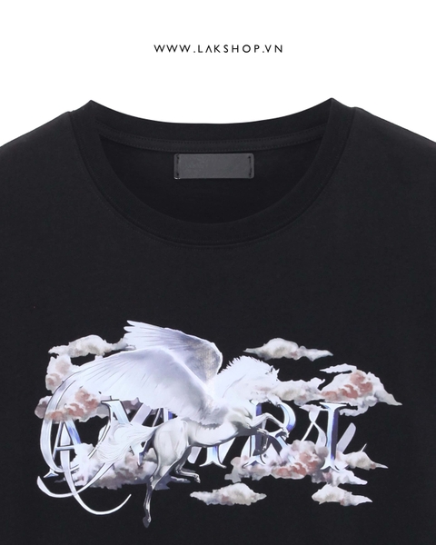 Amj Pegasus Script Logo T Shirt Black