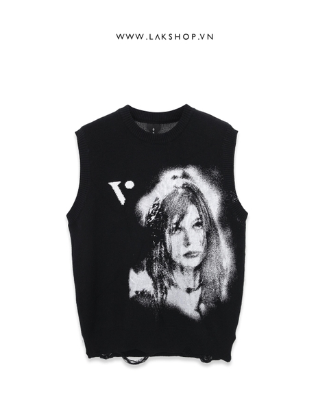 Áo Grapphic Print Black Tank-top Sweter cs2