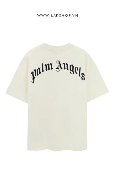 PaIm Angels Skull Print Back Logo T-Shirt in Begie