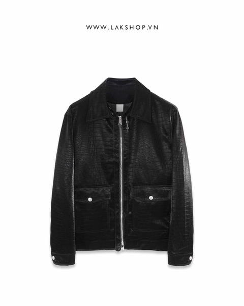 Áo Faux Leather Crocodile Zipped Jacket cs2