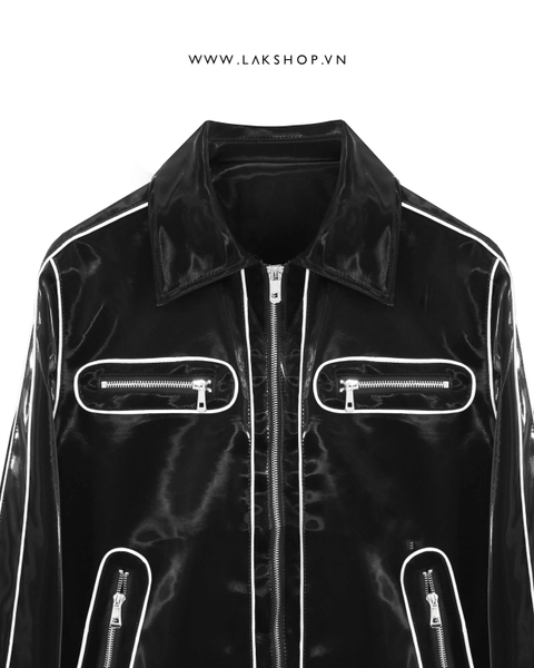 Black with Trim Light Leather Jacket cs2