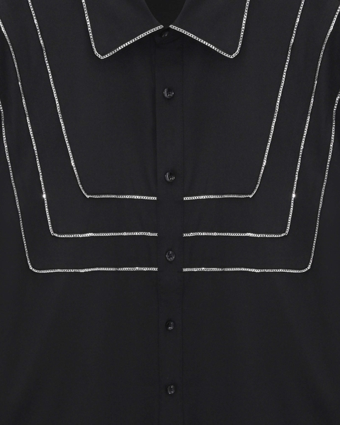 Áo Oversized Black with Chain Trim Shirt