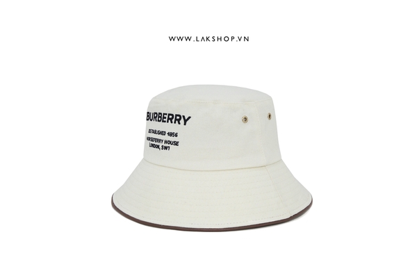 Burb3rry Horseferry Logo Embroidered Bucket Hat in Natural