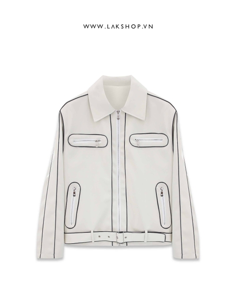 White with Trim Light Leather Jacket cs2