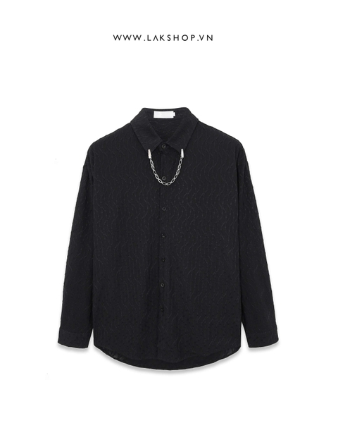 Áo Oversized Black Boucle with Chain Shirt