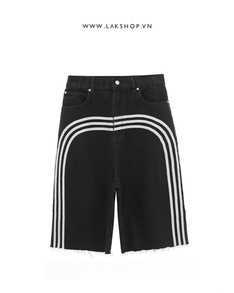 Quần 3-Stripe Jorts Black Denim Short