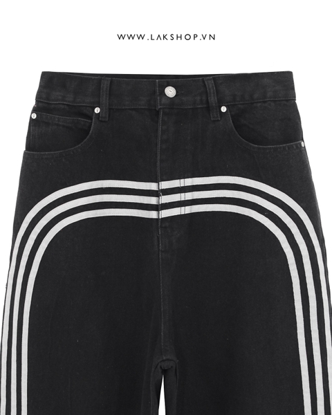 Quần 3-Stripe Jorts Black Denim Short