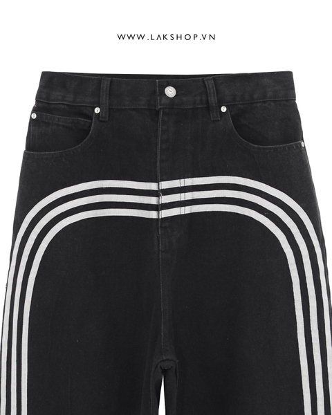 3-Stripe Jorts Black Denim Short