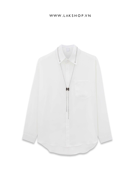 Áo Oversized with M Chain White Shirt