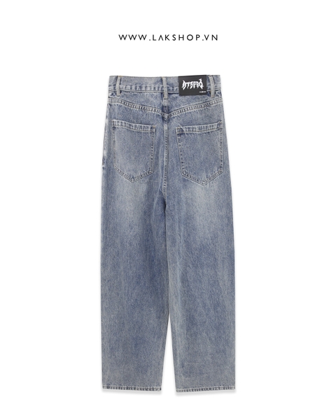 Quần 3-Stripe Wide-Leg Blue Jeans