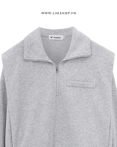 Grey Zipped Polo Sweatshirts cs2