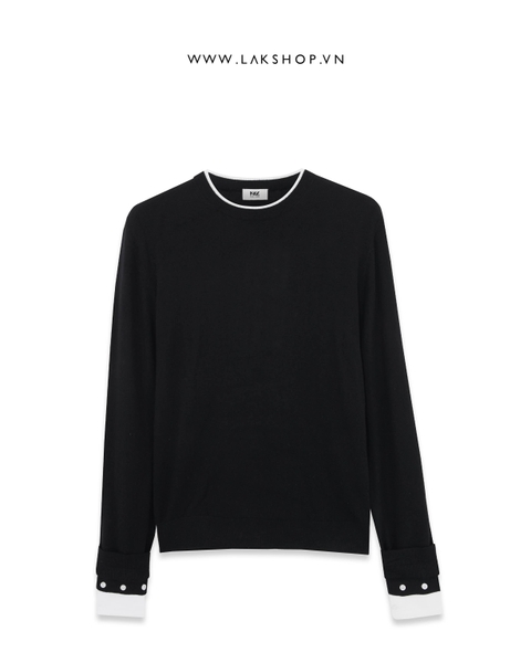 Áo Black Knit with White Trim Sweater cs2