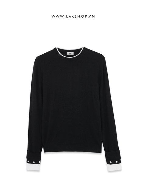 Black Knit with White Trim Sweater cs2