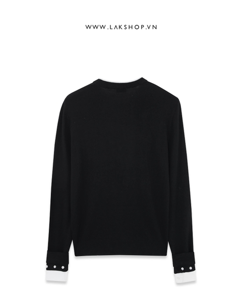 Áo Black Knit with White Trim Sweater cs2