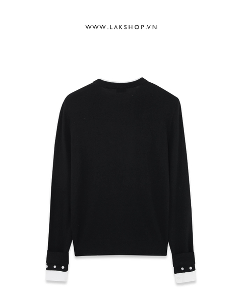Black Knit with White Trim Sweater cs2