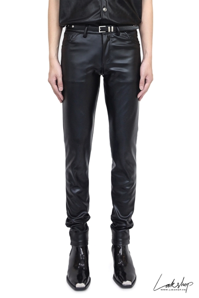 [HOT] Black Faux Leather Skinny Trousers cx2