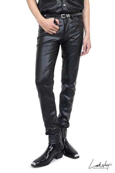 [HOT] Quần Black Faux Leather Skinny Trousers cx2