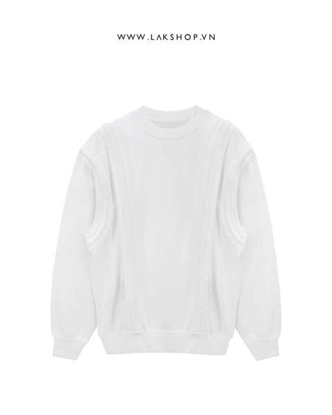 Oversized White with Thick Embossed Sweatshirt cs2