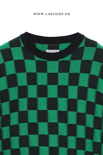 Áo Black Green Checkerboard Knit T-shirt cx5