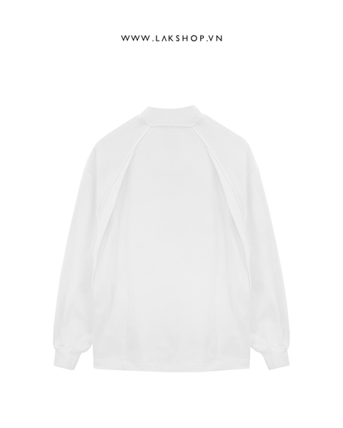 Oversized White Embossed Hemmed  Sweatshirts cs2