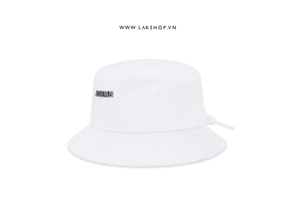 Jacqu3mus White Logo Plaque Drawstring Bucket Hat