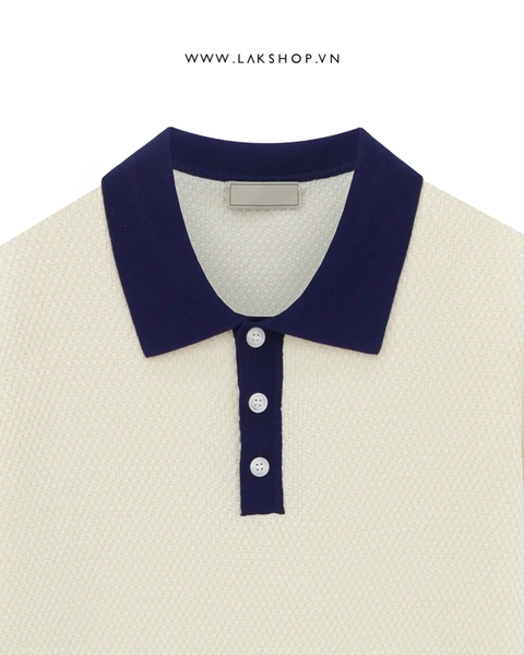 Begie x Navy Neck Knit Polo Shirt