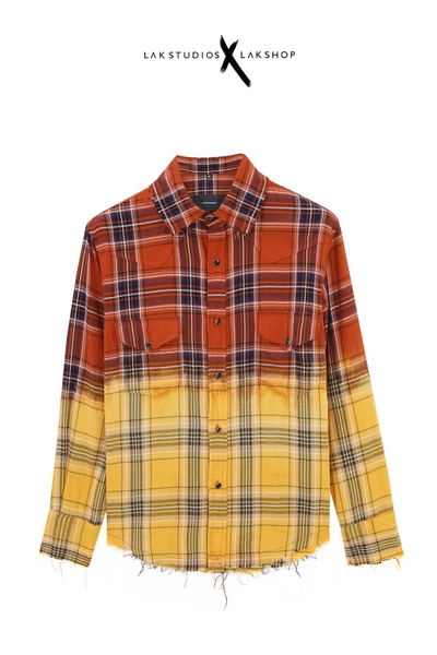 Áo Lak Studios Plaid Bleached Checked Flannel Shirt  cx5