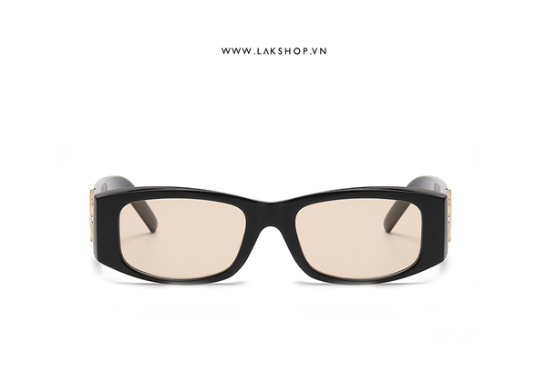 Black/Yellow Palm Rectangle-frame Sunglasses