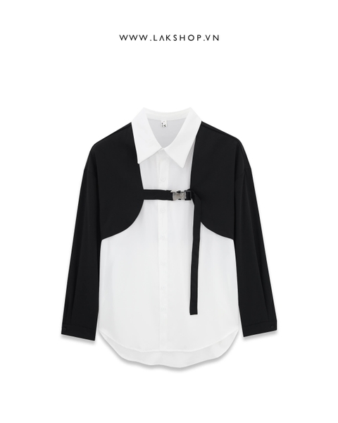Black & White Layer Shirt with Belted