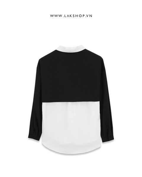 Áo Black & White Layer Shirt with Belted