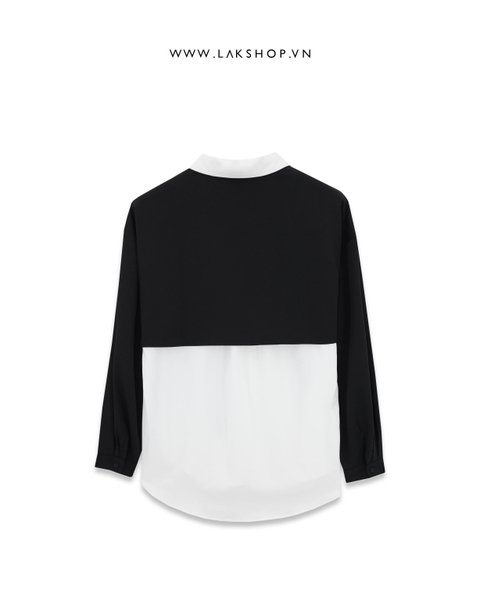 Black & White Layer Shirt with Belted