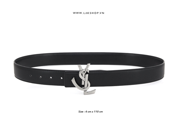 Y.S.L Logo Buckle Leather Belt (4cm)