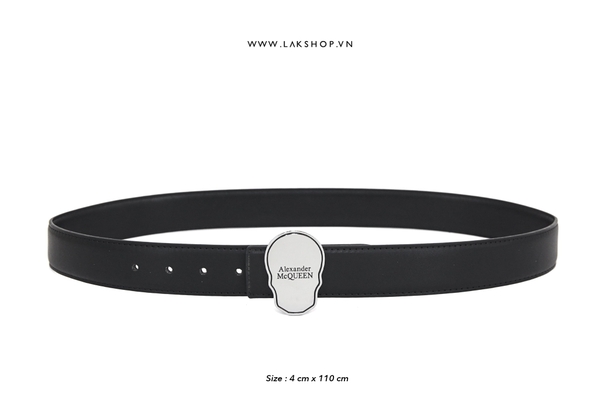 Thắt Lưng Alexander M.C.Q Skull Logo Black Belt (4cm)