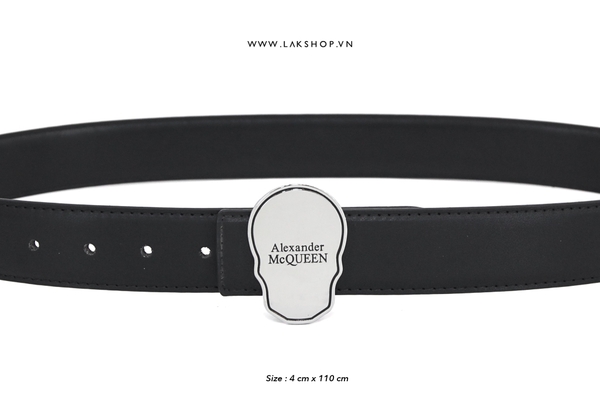 Thắt Lưng Alexander M.C.Q Skull Logo Black Belt (4cm)