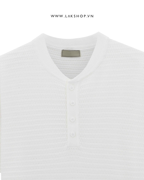 White Stripe V-Neck Knit T-shirt