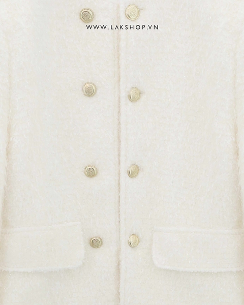 Áo White Tassels Tweed Double Breasted Jacket cs2