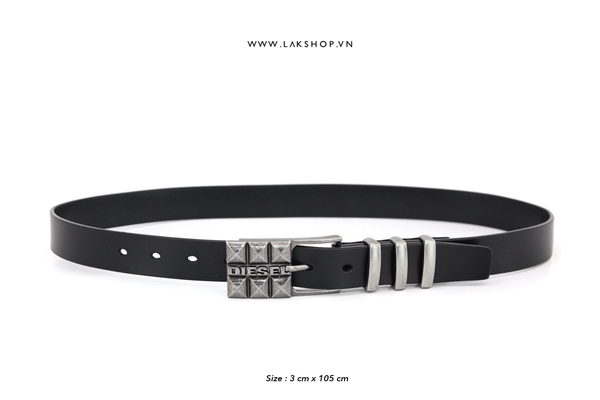 Thắt Lưng Djesel 3 Sọc Black Square Leather Belt(3cm)