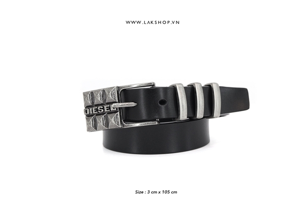 Thắt Lưng Djesel 3 Sọc Black Square Leather Belt(3cm)